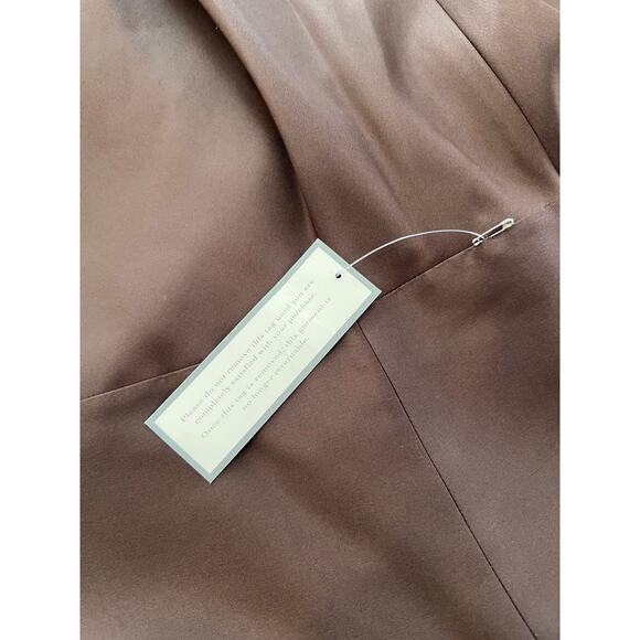 Ann Taylor Strapless Silk formal midi dress chocolate brown 16 - Picture 7 of 9